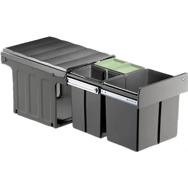 WESCO 887821-72 Abfallsorter 32 (16 + 2x8) Liter TRIO MASTER 40 DT oriongrau ab 40 cm Schrankbreite