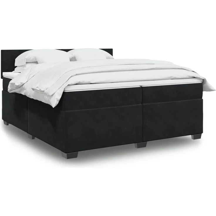vidaXL Boxspringbett mit Matratze Schwarz 200x200 cm Samt 3288698 – Bild 1