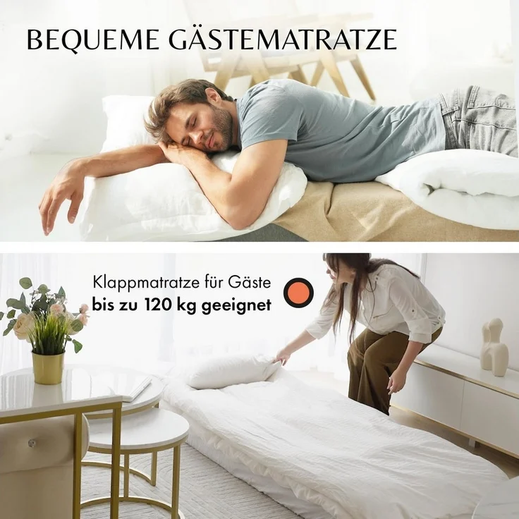 DYNMC you Gästebett 200cm Extra dick 20cm & bequem H3 - Schlafsessel mit Bettfunktion (Faltbare Schlafcouch & Gästematratze) Klappbares Sofa Bett - Standard Klappmatratze – Bild 2
