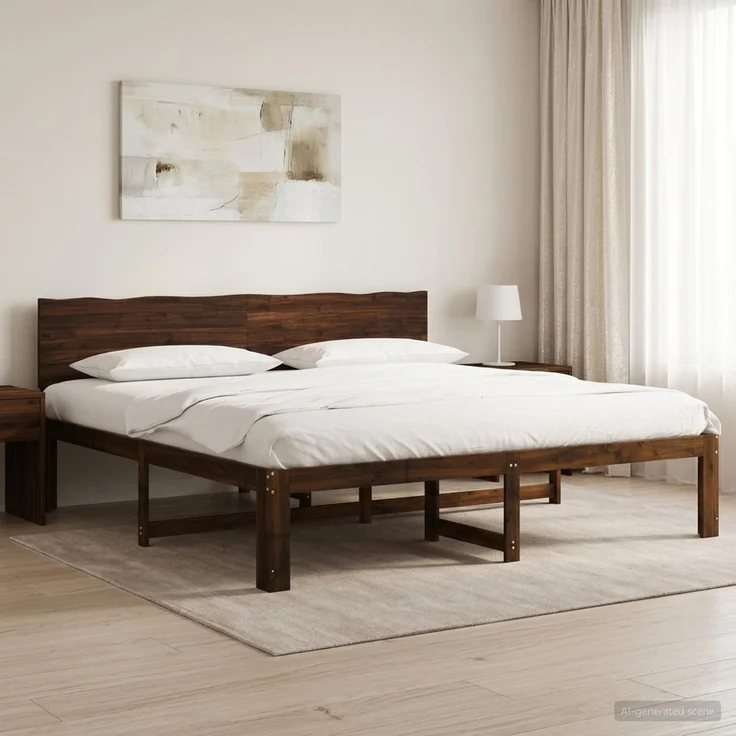 vidaXL Doppelbettgestell mit Kopfteil ROSTOCK Dunkelbraun 200 x 200 cm 3405458 – Bild 1