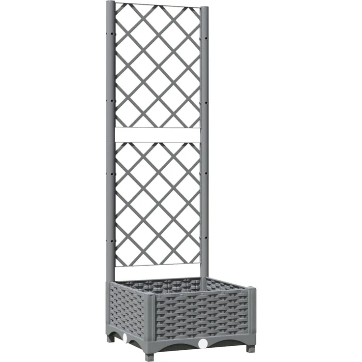 vidaXL Pflanzkübel mit Rankgitter Hellgrau 40x40x121,5 cm PP 153269 – Bild 2