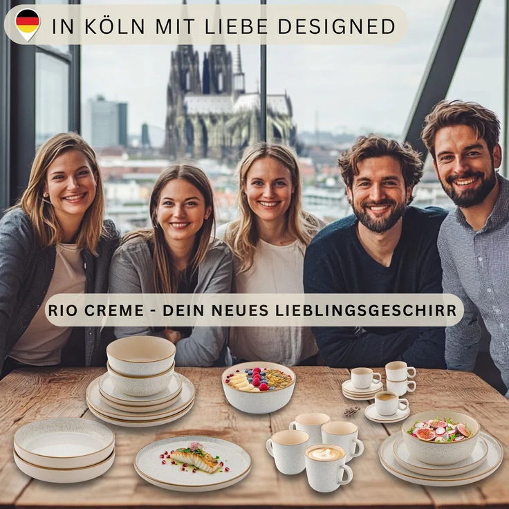 SÄNGER Steingut Geschirrset Rio Creme, Tafelservice 12 teilig für 4 Personen – Bild 6