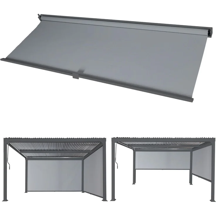 Seitenwand für Pergola HWC-L41, Pavillon Rollo Ersatzseitenwand, Stoff/Textil 3x3m ~ anthrazit – Bild 1