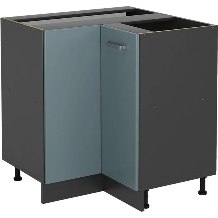 Eckunterschrank R-Line Blau-Grau 75.6 cm ohne Arbeitsplatte Vicco