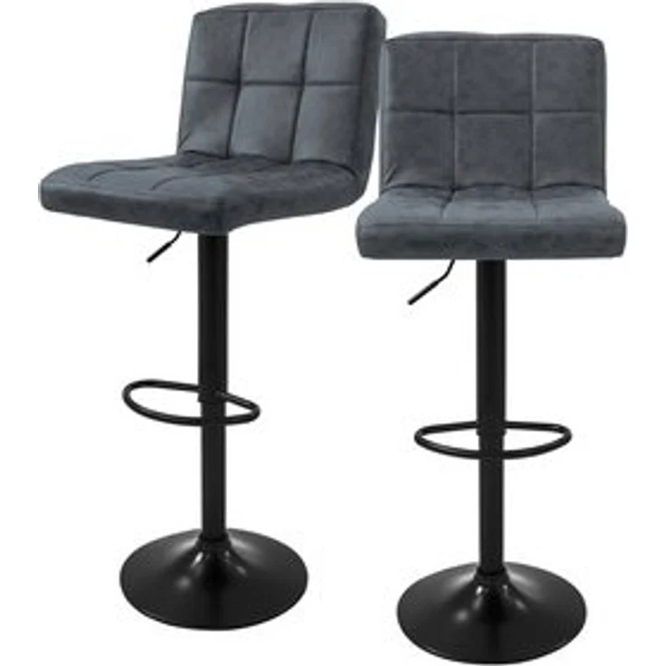 ML-DESIGN Barhocker Gepolsterter Barstuhl mit Rückenlehne und Fußstütze, 360° drehbar (2 St), Drestuhl höhenverstellbar 63-83 cm, Anthrazit, Bezug aus Kunstleder – Bild 6