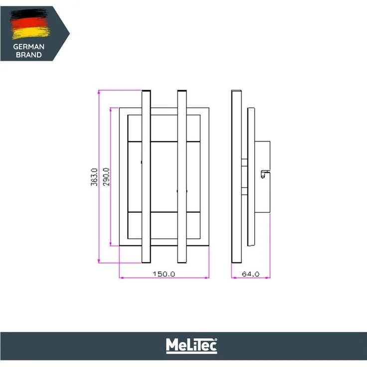 MeLiTec LED Deckenleuchte D133, schwenkbare Arme, nickel-matt : Nickel-matt – Bild 3