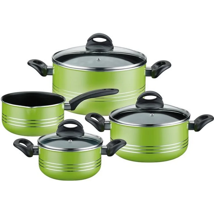 GSW Topf-Set Milano color, Aluminium, Leichtmetall-Legierung (Set, 7-tlg, je 1 Kochtopf Ø 16/20/24 cm, 1x Stielkasserolle Ø 16 cm), extra starker FerroTherm®Boden, Induktion – Bild 2
