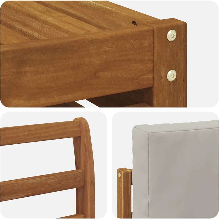 vidaXL Outdoor-Sofagarnitur 7 stk. 6-Sitzer Natur und Hellgrau 3374931 – Bild 7