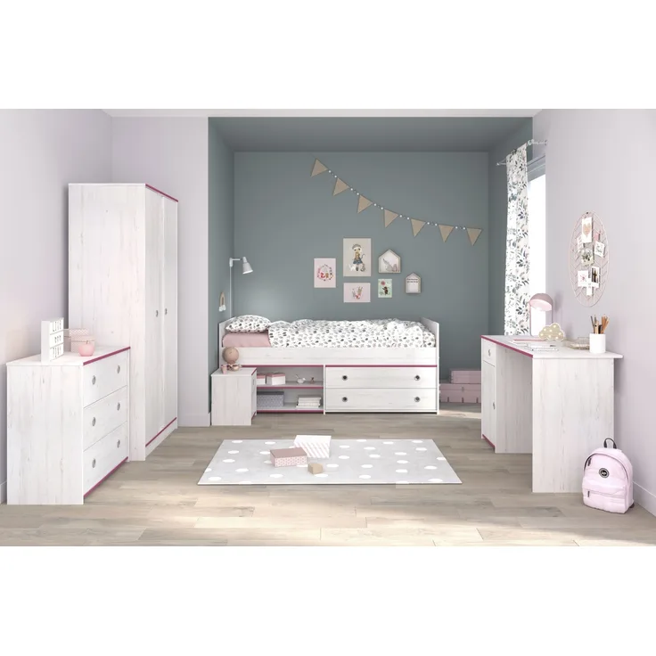 Komplettschlafzimmer >Smoozy 36< Set mit Absetzungen in Rosa oder Blau