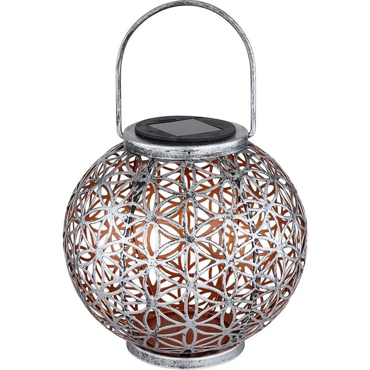 2er Set LED Solarleuchte, Kugel, Geflecht, silber, H 29 cm – Bild 10