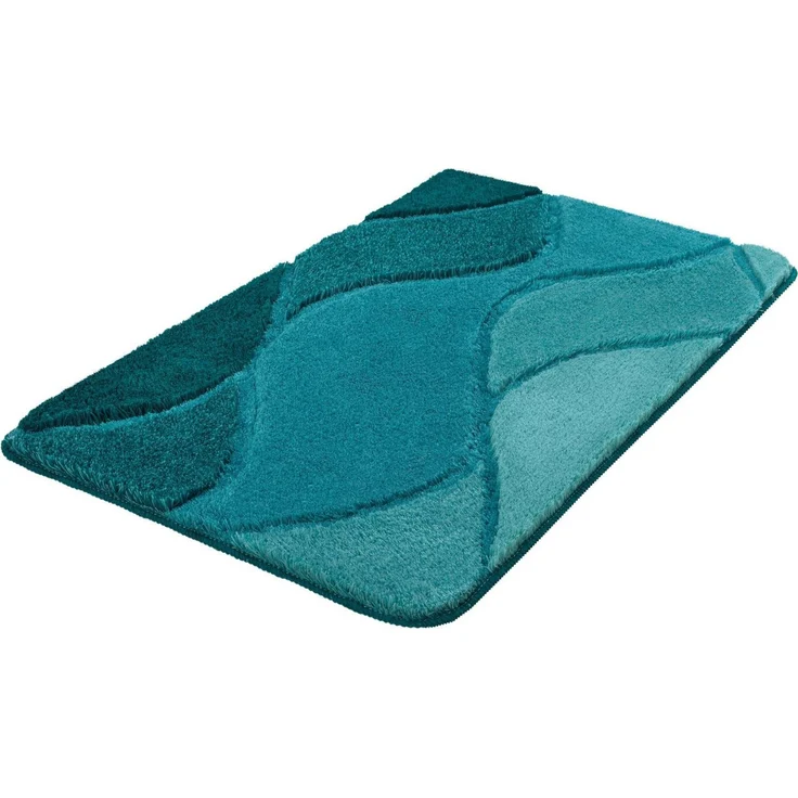 Kleine Wolke Badematte Fiona, Badvorleger, Badezimmer Teppich, Höhe 20 mm, rutschhemmend beschichtet, fußbodenheizungsgeeignet, Polyacryl, rechteckig, Badteppich, modernes Wellen Design, Hoch-Tief Effekt, waschbar – Bild 1