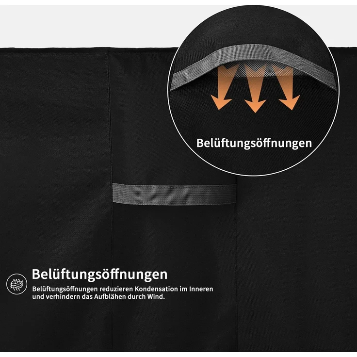 Dokon Gartenliege Abdeckung mit Belüftungsöffnungen Wasserdicht Winddicht UV-Beständiges Schwerlast 600D Oxford Gewebe Schutzhülle für Sonnenliege Liegestuhl Deckchair (200 x 75 x 40/70cm) - Schwarz – Bild 6