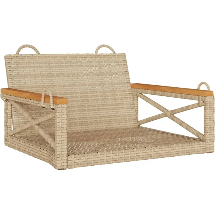vidaXL Hängesessel Beige 63x62x40 cm Poly Rattan 368172 – Bild 2