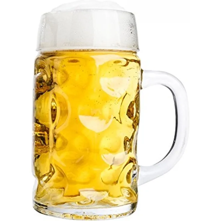 Maßkrug 1 Liter geeicht großer Bierkrug mit Henkel Bierglas perfekt geeignet für Gastronomie