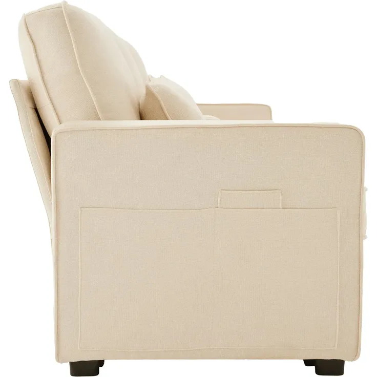 Big-Sofa, 4-Sitzer inkl. loser Zier- und Rückenkissen, Zwischentisch, USB-Anschlüssen, Polstersofa, Wohnzimmersofa, Leinen – Bild 10