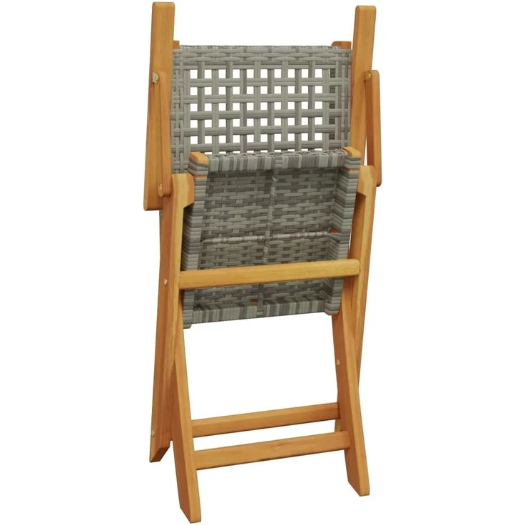 vidaXL Gartenstühle 6 Stk. Klappbar Grau Poly Rattan & Massivholz 3214560 – Bild 6