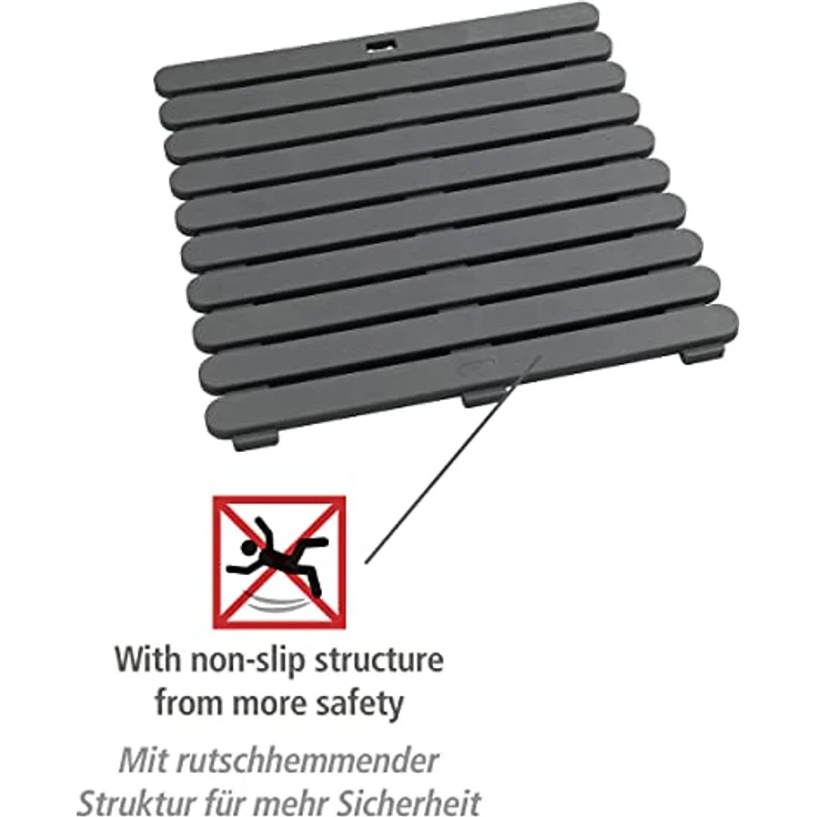 Wenko Duschmatte 'Indoor & Outdoor', rutschhemmende Kunststoffmatte in Grau, 55 x 55 cm – Bild 2