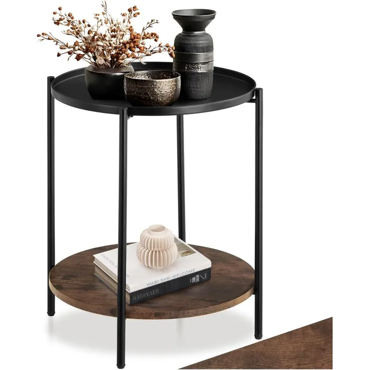 tectake Beistelltisch Couchtisch Sunderland 45,5x54,5cm (1-St, 1 tlg), Trendiger Beistelltisch im luftig-leichten Industrial Style