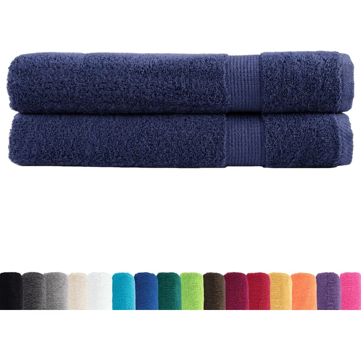 vidaXL Premium Handtücher SOLUND 2 Stk. Marineblau 100x200 cm 600 g/m² 137269 – Bild 2