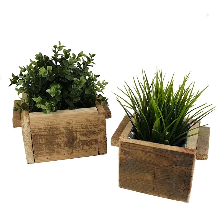 Spetebo Blumentopf Holz Deko Pflanzkasten natur - 2er Set (Set, 2 St, 2er Set), Pflanzwürfel zum hinstellen