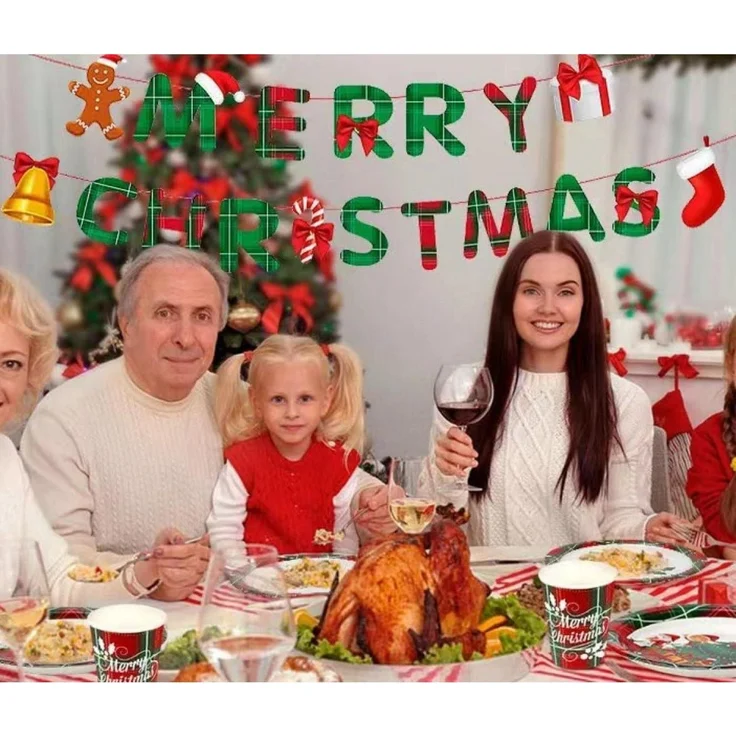 Weihnachtspapier Partygeschirr 114-teilig für 24 Gäste - Dekoration Santa Claus – Bild 6