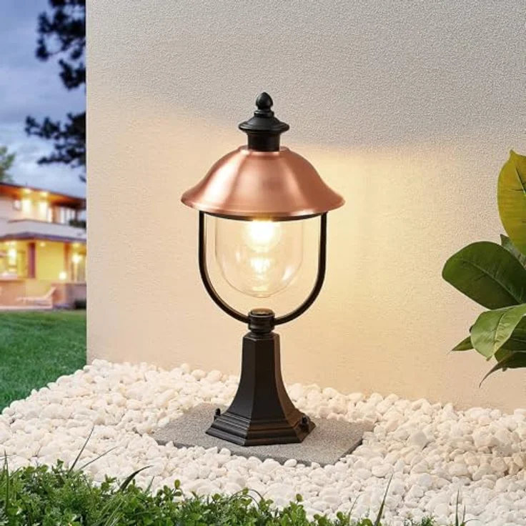 Lindby Außen-Stehlampe Clint, Metall, Kupfer IP44, 1 x 60 W – Bild 3