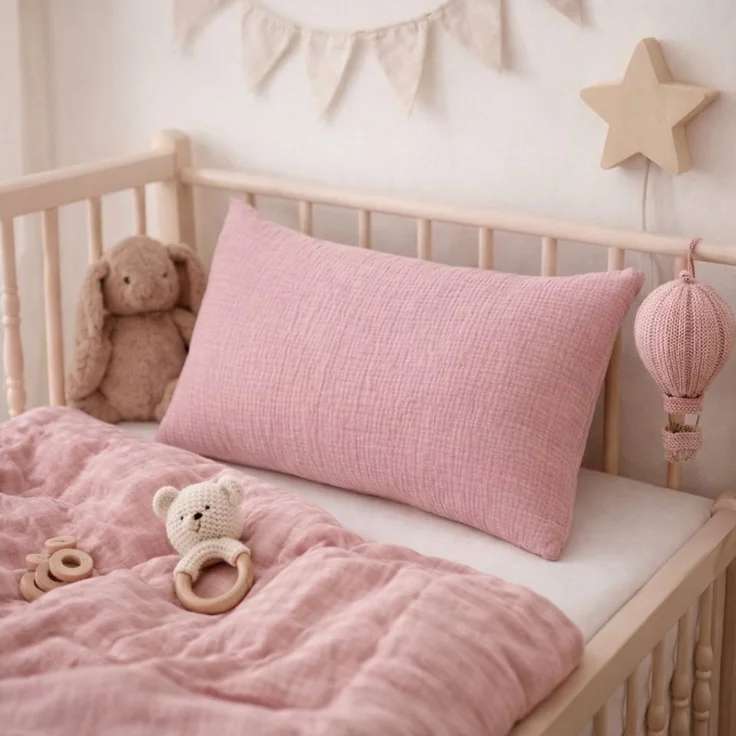 BABEES Kissenbezüge 2-er Set Kissenbezug 40x60 / 30x50 cm 100% Musselin Baumwolle 150 g/qm, Kissenbezüge Kissenhülle Kinderbettwäsche Kinderzimmer Creme Beige – Bild 2