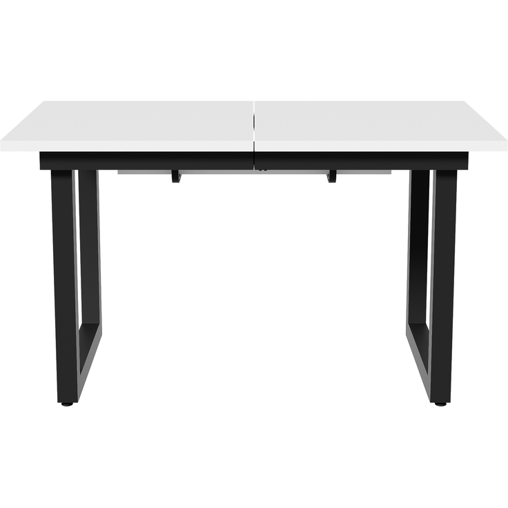 Moderner Esstisch mit Ausziehfunktion und Stahlrohr-Gestell, 80x180x75 cm, Weiß+Schwarz – Bild 9