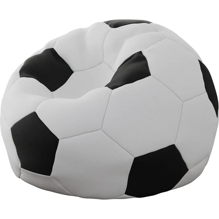 Mirjan24 'Akimbo' Sitzsack, Kunstleder weiß / schwarz, 60 x 95 x 95 cm