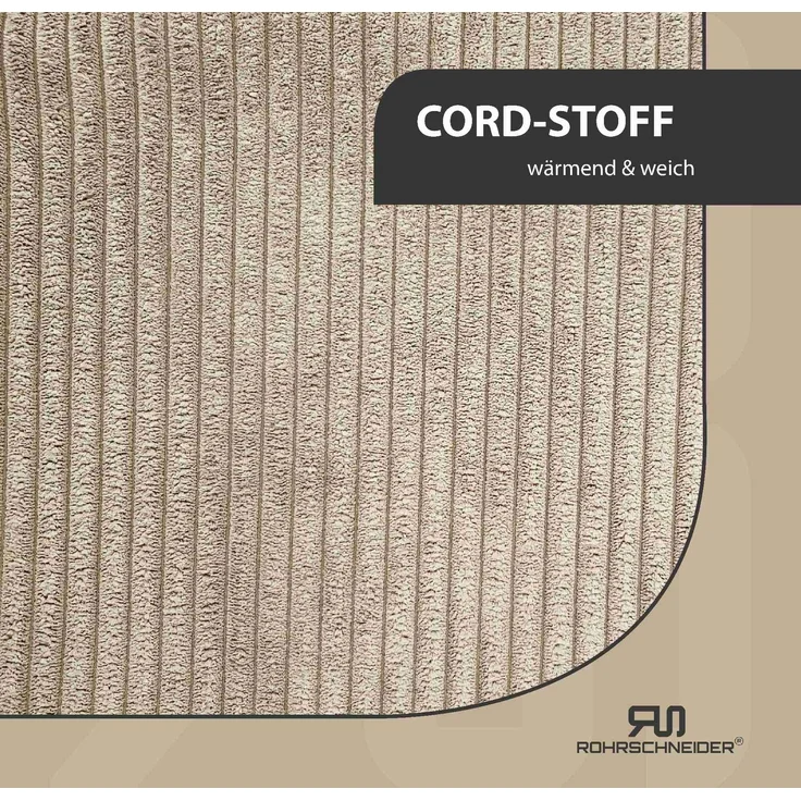 ROHRSCHNEIDER Hundebett - Cord, Hundekorb, Tierbett, Wendekissen, Bezug waschbar, rutschfest Beige 15x70x49cm – Bild 4