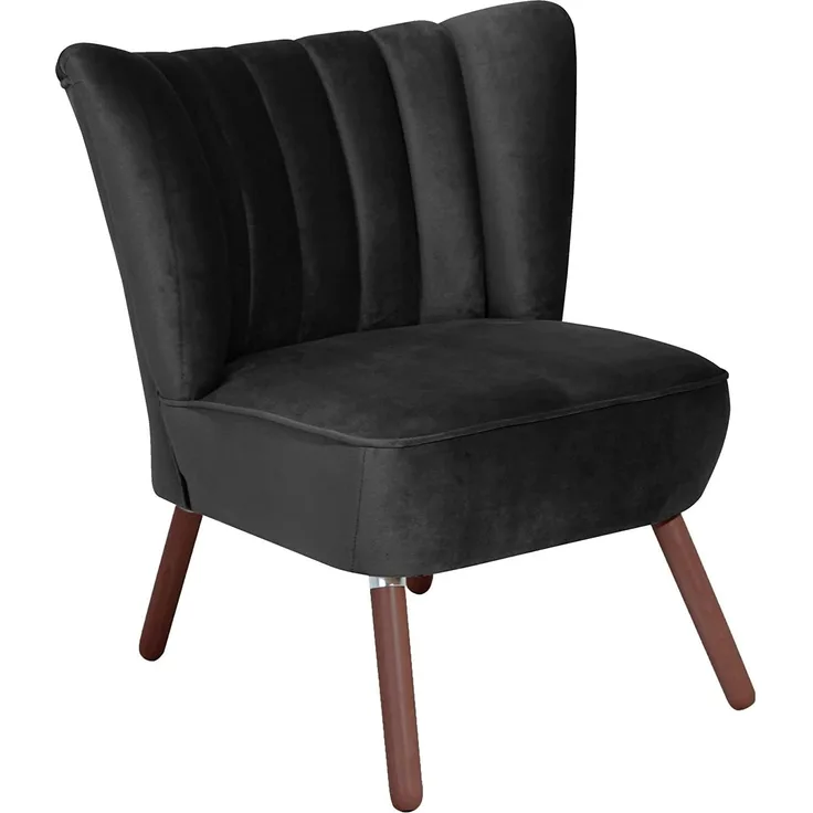 Sessel Kadisha Bezug Samtvelours Buche nussbaum dunkel / schwarz 21118