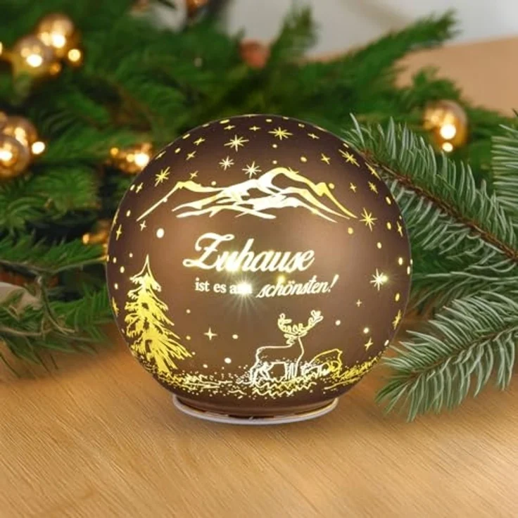 formano Tischleuchte Zuhause, LED, mit Timerfunktion, Braun, Spruch, H: 10.5cm – Bild 3