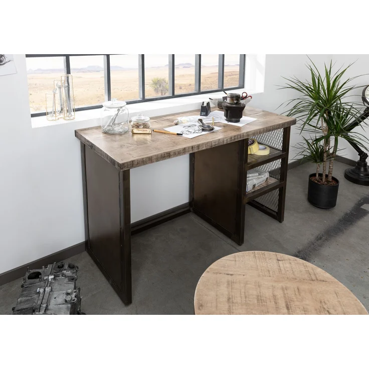 Schreibtisch Mango122x52x76 braun lackiert HEAVY INDUSTRY #257 – Bild 7