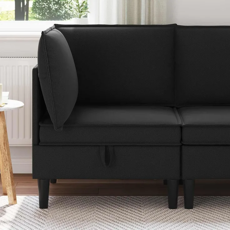 vidaXL Ecksofa mit Stauraum Schwarz Samt 42027093