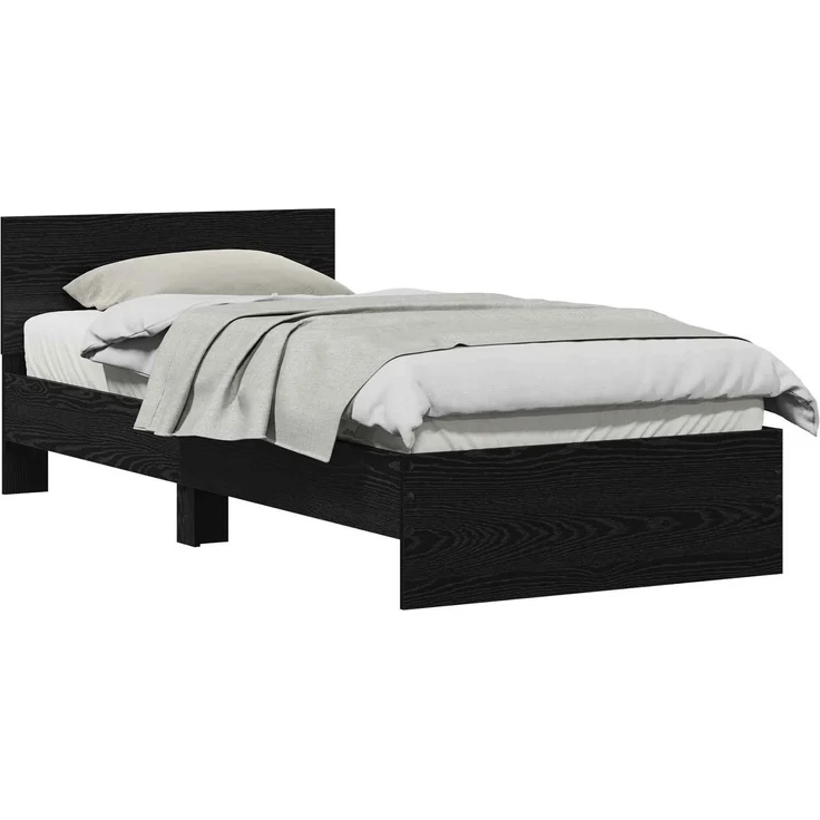 vidaXL Bettrahmen Schwarz Eichen-Optik 90 x 200 cm Holzwerkstoff 871656 – Bild 1