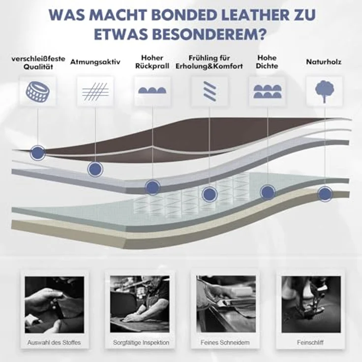 COLAMY Bürostuhl Ergonomisch, Chefsessel mit Hoher Rückenlehne, Schreibtischstuhl Lederstuhl mit Gepolsterten Klapparmlehnen, Verstellbarer Neigungsverschluss, Drehstuhl für Erwachsene, Braun – Bild 7
