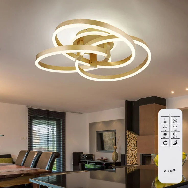 LED Deckenleuchte, Dimmer, Nachtlicht, Gold, CCT, L 60 cm – Bild 2