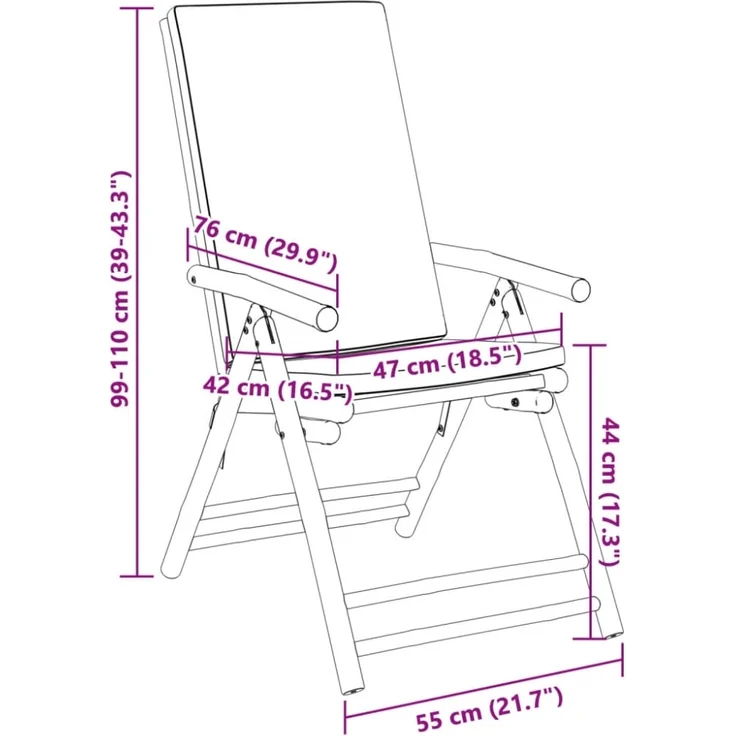 vidaXL Gartenstühle Klappbar Verstellbar 2 Stk. mit Kissen Bambus 365875 – Bild 10