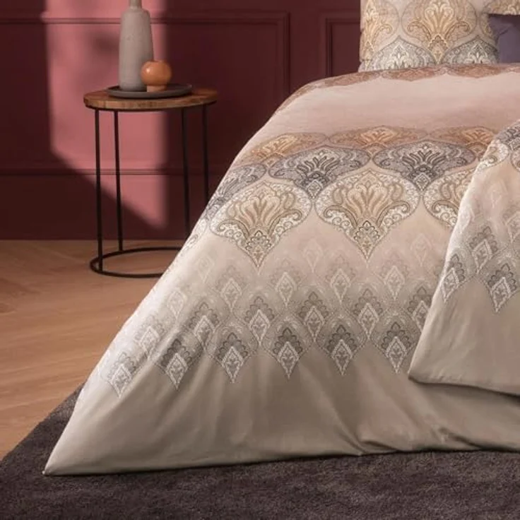 Estella Mako Jersey Bettwäsche 155x220 Sophia kiesel Ornamente beige 6347-800 – Bild 5