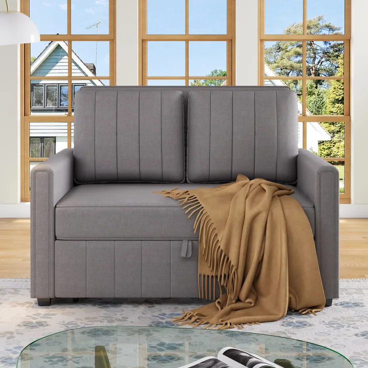 Sofabett 127x75x94 cm Antique Gray, klappbar mit verstellbarer Rückenlehne, 180 cm Liegefläche & 2 Kissen