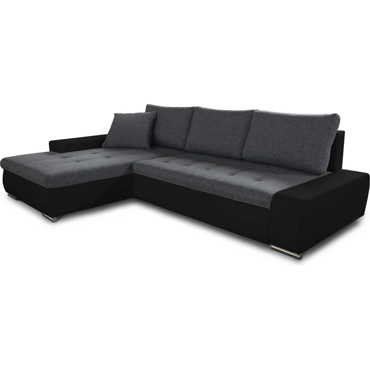 Ecksofa mit Schlaffunktion Faris - Couch mit Bettkasten, Big Sofa, Sofagarnitur, Couchgarniitur, Polsterecke (Schwarz + Dunkelgrau (Madryt 1100 + Inari 94), Ecksofa Links) – Bild 2