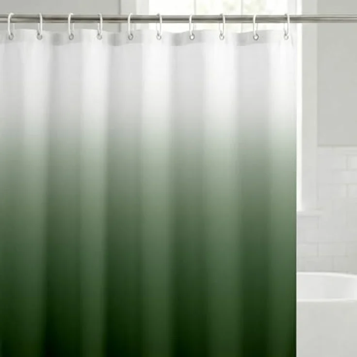 Americanflat Duschvorhang, 100% Polyester, wasserabweisend, mit Metallösen und 12 Duschvorhangringen, Farbverlauf, 180 x 180 cm, Grün – Bild 1