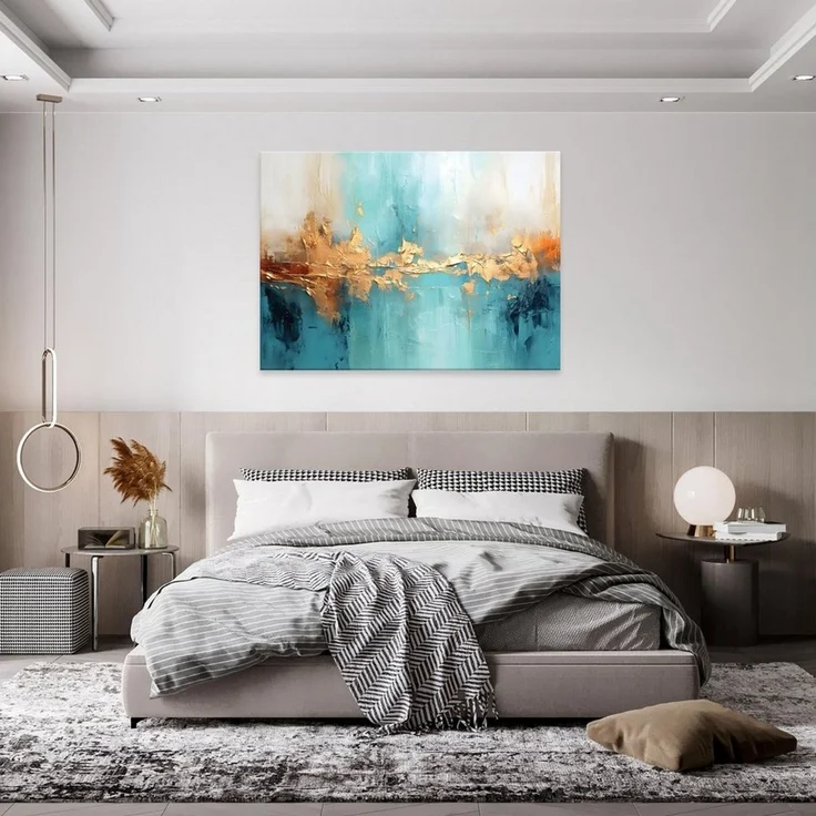 Wallarena Leinwandbild Abstrakt Glamour Marmor Gold Schlafzimmer, Wohnzimmer 60x40 cm, Abstrakt, 60x40 cm – Bild 2