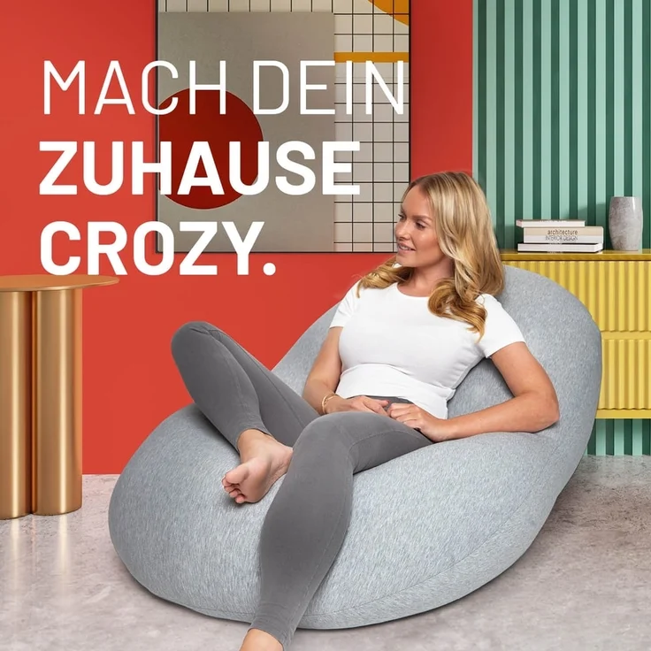 Lumaland 'Flexi Comfort' Sitzsack, Polystyrol, Hellgrau, Big - 155 x 100 cm – Bild 3