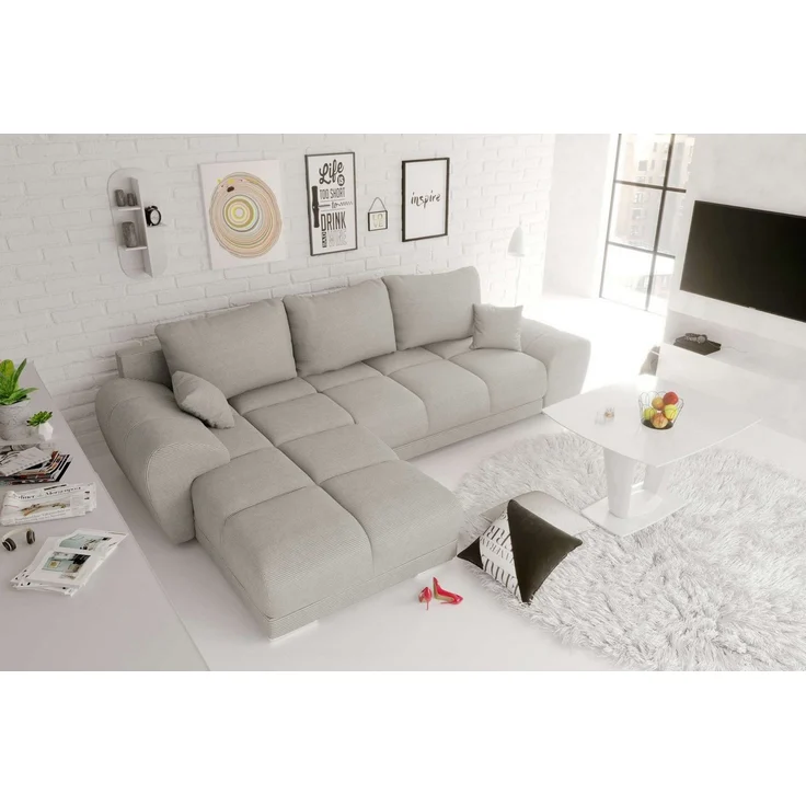 99rooms Antalya Ecksofa Cordstoff POSO Greige Links mit Schlaffunktion – Bild 2