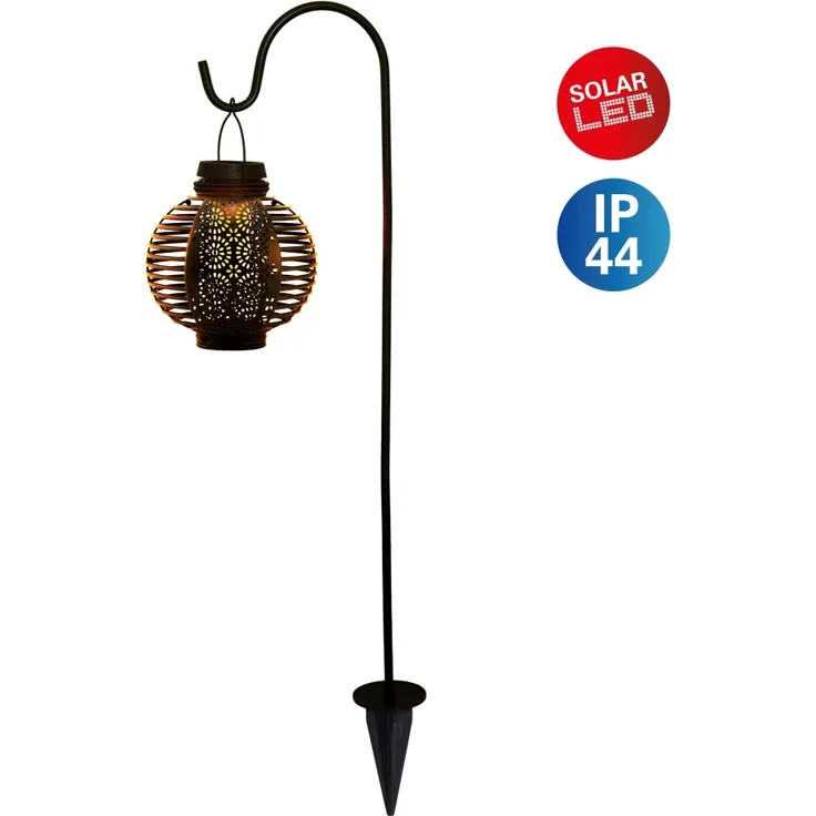 Näve Solar-Gartenleuchte LED mit Dämmerungssensor Lampion 78 cm schwarz