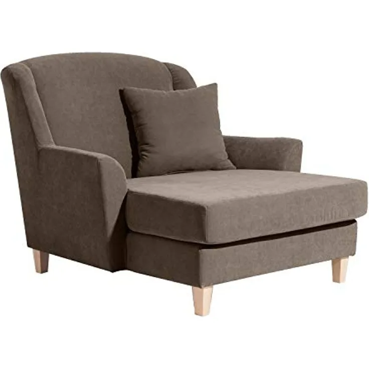 Judith Big Sessel Veloursstoff Sahara Buche Natur 1 Zierkissen