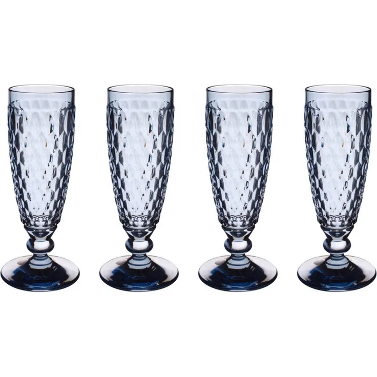 Villeroy & Boch Vorteilset 4 Stück Boston coloured Sektglas blue Kristallglas blau 1173090071