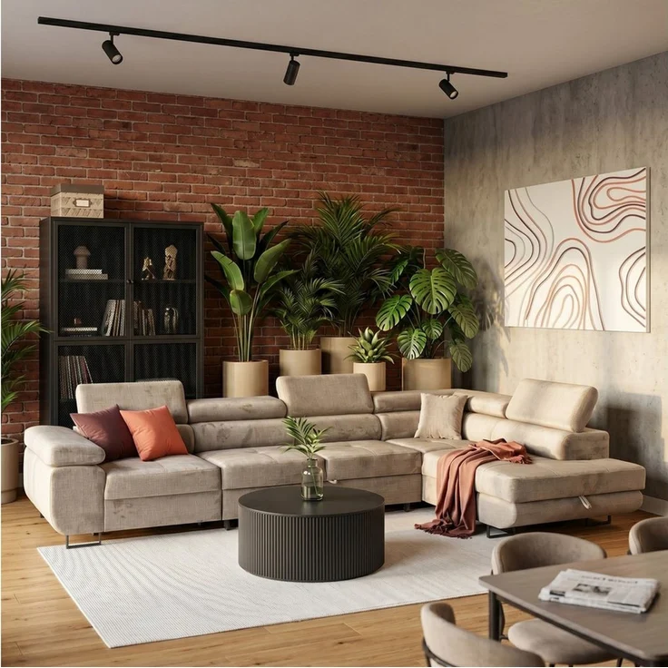Muffo Ecksofa Wild Maxi mit Schlaffunktion inkl. Montage, L-form Couch mit Bettkasten XL, 6-fach verstellbare Kopfstützen – Bild 1