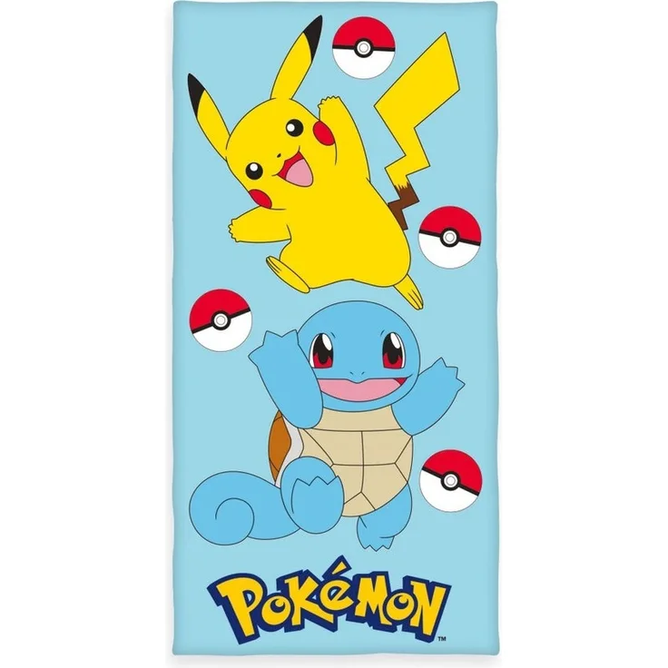 Herding Handtuch Pokemon Velours-Handtuch Pikachu & Schiggy 75 x 150 cm